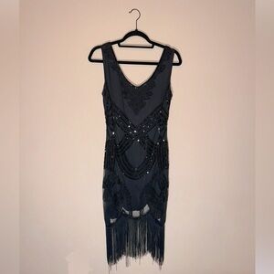 1920s Flapper Dress with Sequins and Fringe
